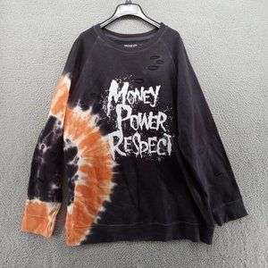 Black Keys Sweater Mens 2XL Black Money Power Respect Distressed Tye‎ Dye